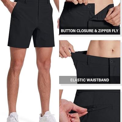 Mens Golf Shorts 7 Inch Inseam Flat Front Hybrid Stretch Dress Casual Work Shorts with 5 Pockets Lightweight Quick Dry