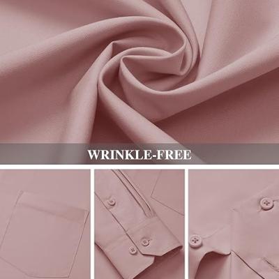 Men's Dress Shirts Wrinkle Free Long Sleeve Formal Shirt Solid Business Casual Wedding Button Down Shirts with Pocket