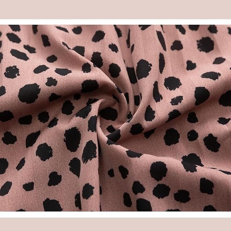 Womens Skirt Leopard Print Midi Long Shirring Pleated Skirts High Waisted A Line Skirts