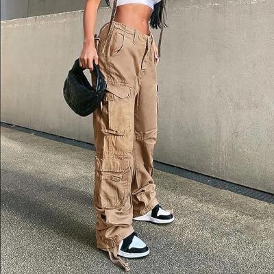 Women's High Rise Straight Leg Y2K Streetwear Cargo Pants Baggy Boyfriend Pants with Pocket