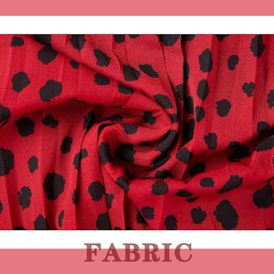 Womens Skirt Leopard Print Midi Long Shirring Pleated Skirts High Waisted A Line Skirts