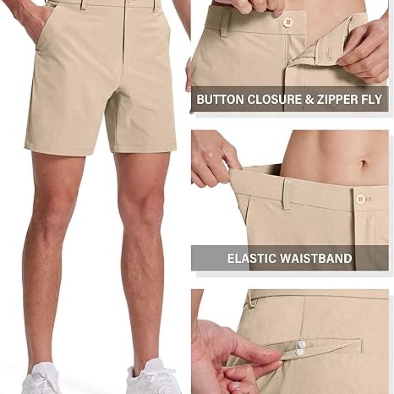 Mens Golf Shorts 7 Inch Inseam Flat Front Hybrid Stretch Dress Casual Work Shorts with 5 Pockets Lightweight Quick Dry