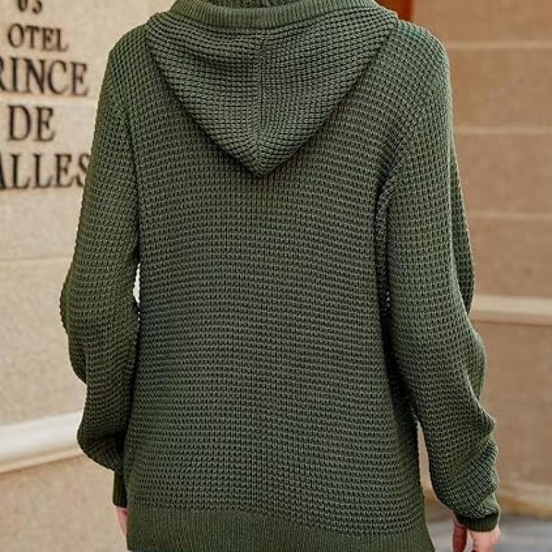 Fall Womens Oversized Hoodies Knit V Neck Sweaters Fashion Casual Pullover Tops