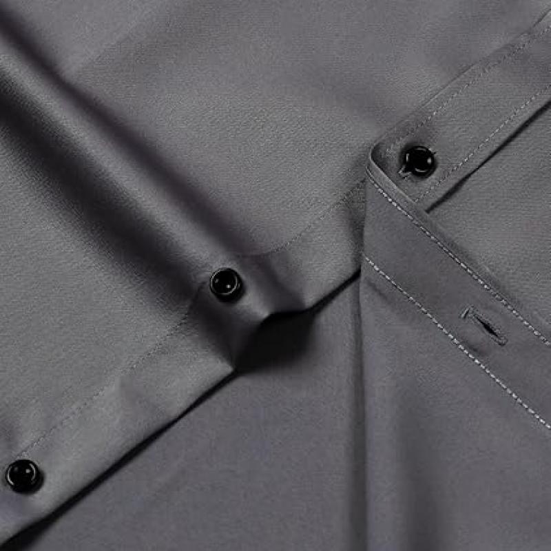 Men's Stretch Wrinkle Free Dress Shirts Formal Wedding Prom Long Sleeve Slim Fit Button Down Shirts