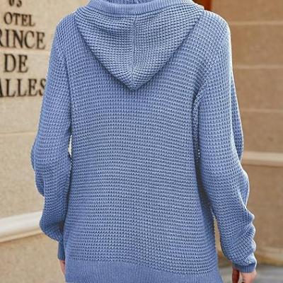 Fall Womens Oversized Hoodies Knit V Neck Sweaters Fashion Casual Pullover Tops