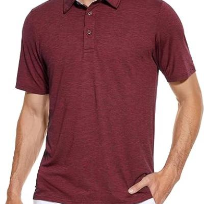 Men's Short Sleeve Polo Golf Shirts 3-Button Moisture Wicking Athletic T-Shirts Casual Collared Shirt