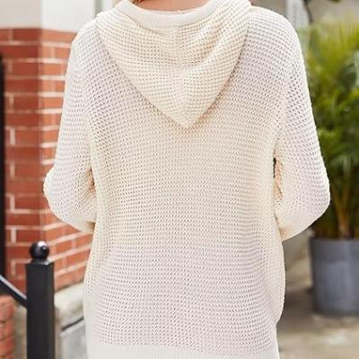 Fall Womens Oversized Hoodies Knit V Neck Sweaters Fashion Casual Pullover Tops