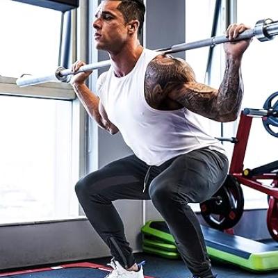 Mens Joggers Sweatpants Slim Fit Workout Training Thigh Mesh Gym Jogger Pants with Zipper Pockets