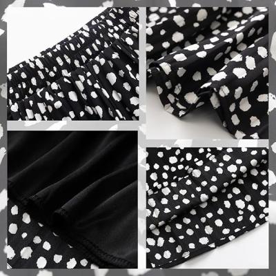 Womens Skirt Leopard Print Midi Long Shirring Pleated Skirts High Waisted A Line Skirts