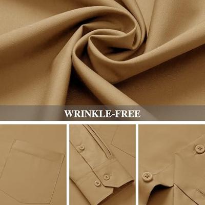 Men's Dress Shirts Wrinkle Free Long Sleeve Formal Shirt Solid Business Casual Wedding Button Down Shirts with Pocket
