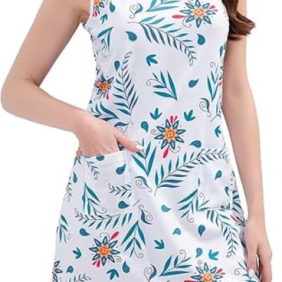 Women's Summer Dresses 2025 Casual Sleeveless Boho Beach Dress Scoop Neck T-Shirt Floral Sundress with Pocket