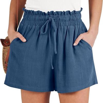 Linen Shorts for Women Casual High Waisted Wide Leg Drawstring Cute Summer Beach Shorts 2024 Fashion Vacation Outfit