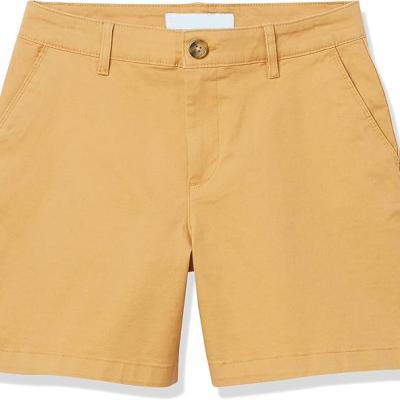 Women's Mid-Rise Slim-Fit 5 Inch Inseam Khaki Short (Available in Straight and Curvy Fits)