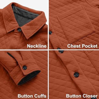Mens Shacket Long Sleeve Shirt Jacket with Pockets Lightweight Quilted Overshirt