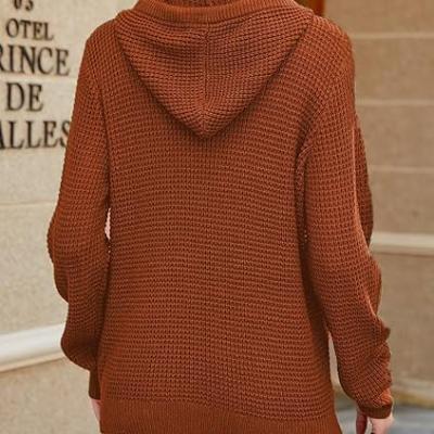 Fall Womens Oversized Hoodies Knit V Neck Sweaters Fashion Casual Pullover Tops