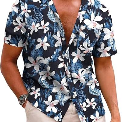 Mens Hawaiian Shirts Short Sleeve Casual Button Down Tropical Beach Shirt