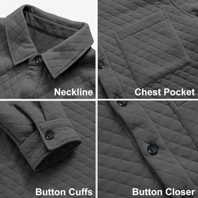 Mens Shacket Long Sleeve Shirt Jacket with Pockets Lightweight Quilted Overshirt