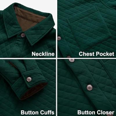 Mens Shacket Long Sleeve Shirt Jacket with Pockets Lightweight Quilted Overshirt