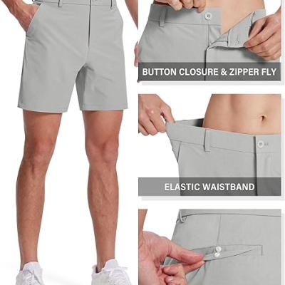 Mens Golf Shorts 7 Inch Inseam Flat Front Hybrid Stretch Dress Casual Work Shorts with 5 Pockets Lightweight Quick Dry