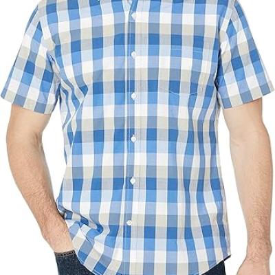 Essentials Men's Regular-Fit Short-Sleeve Poplin Shirt