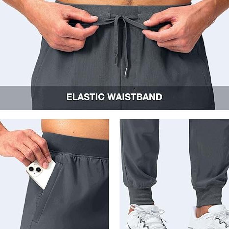 Mens Joggers with Zipper Pockets Lightweight Sweatpants Workout Athletic Pants for Gym Running Golf