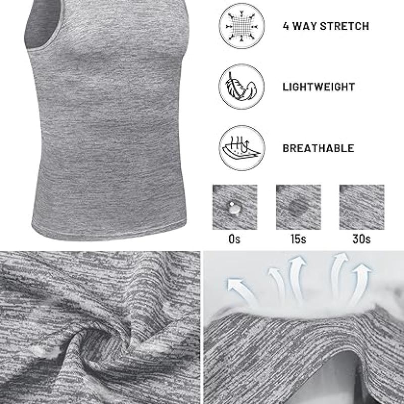 Men's Tank Tops Quick Dry Sleeveless Workout Muscle Shirt Athletic Bodybuilding Gym Performance Tee Shirts
