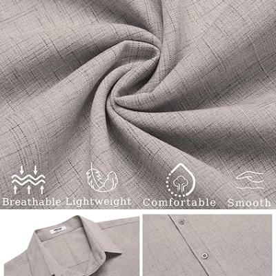 Men's Casual Linen Beach Shirt Short Sleeve Button Down Summer Shirt Untucked Vacation Wedding Hawaiian Shirts