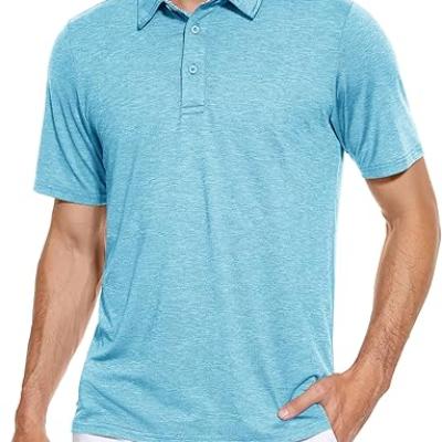 Men's Short Sleeve Polo Golf Shirts 3-Button Moisture Wicking Athletic T-Shirts Casual Collared Shirt