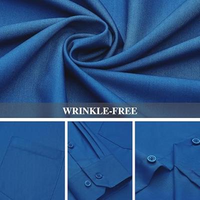 Men's Dress Shirts Wrinkle Free Long Sleeve Formal Shirt Solid Business Casual Wedding Button Down Shirts with Pocket