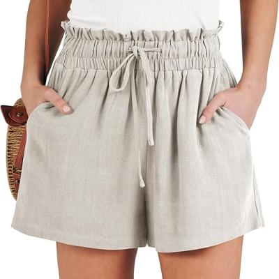 Linen Shorts for Women Casual High Waisted Wide Leg Drawstring Cute Summer Beach Shorts 2024 Fashion Vacation Outfit